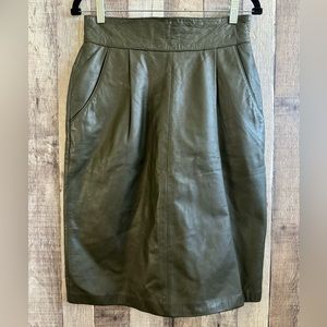 Toffs Olive Green Vintage Leather Skirt 12